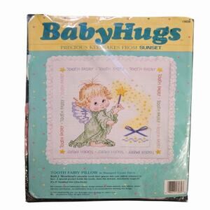 Vintage babyhugs tooth fairy pillow sunset stamped cross stitch Kit 13039